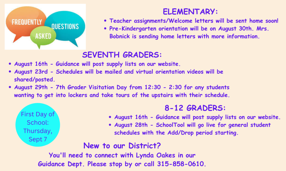 First Day of School is Thursday, Sept 7